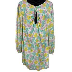 Sabo Ever Dress Spring Floral Extra Large Shift Keyhole Puff Long Sleeve NWT New